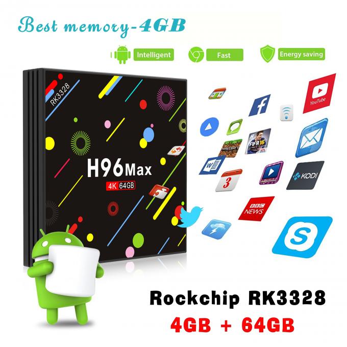 H96 maximum 4G 64G RK3328 Android 7,1 KODI17.3 met 5G-wifi en het geleide scherm