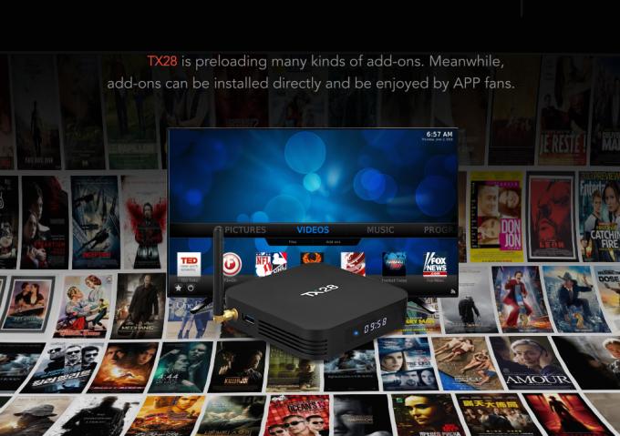 De Vierlingkern Volledige HD van TX28 RK3328 met LEIDEN Android 7,1 Slimme TV-Doos