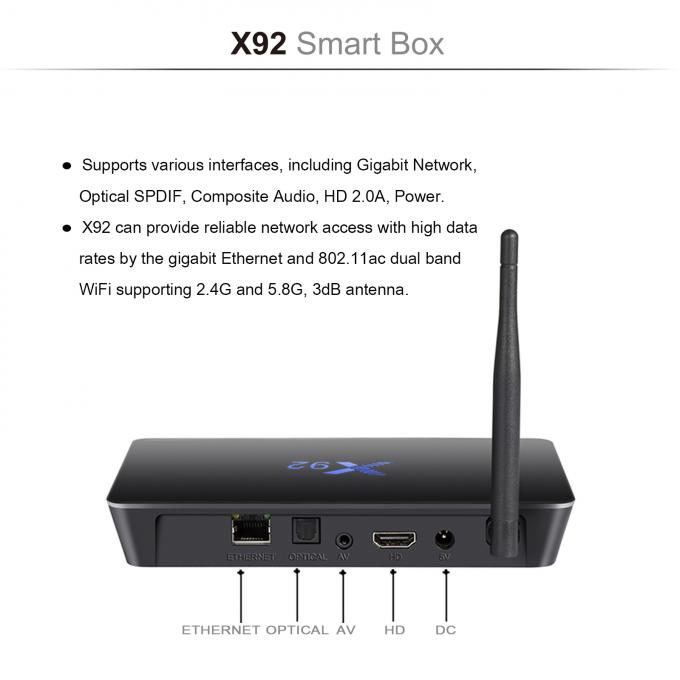 X92 Amlogic S912 Wifi 2.4G/5GHz Android 7,1 TV-Geïnstalleerde Doos KODI 17,3